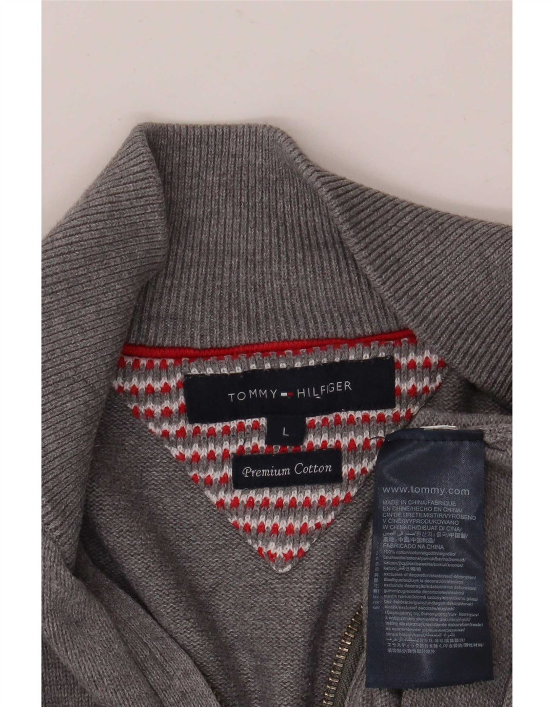 Męski sweter zapinany na zamek Tommy Hilfiger, duży, szary, bawełniany