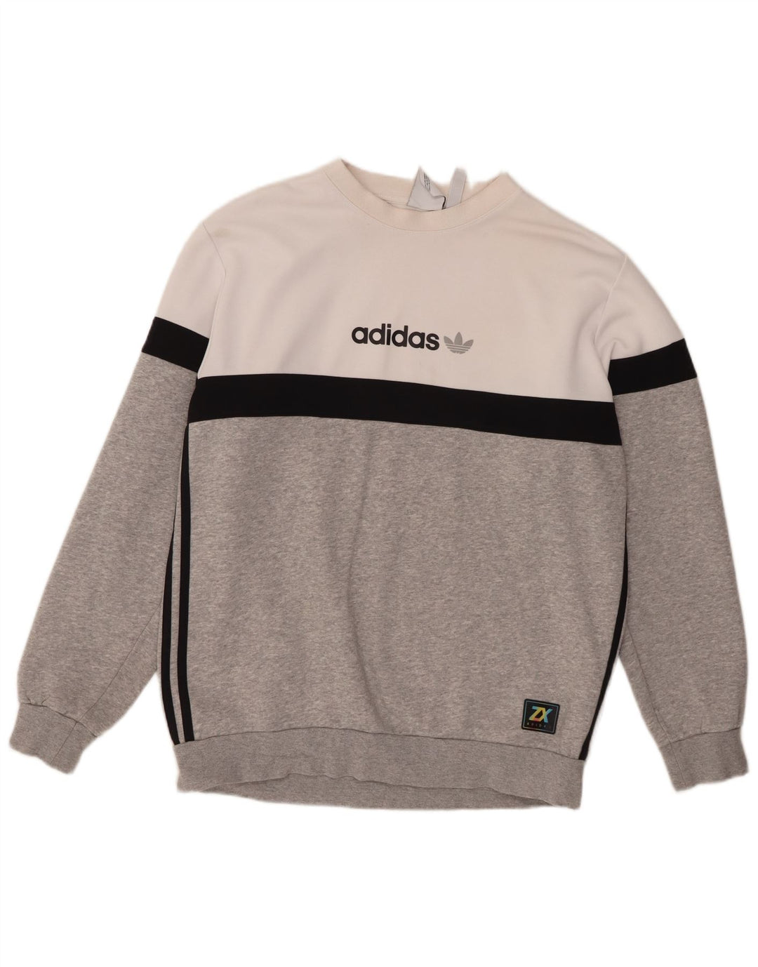 Męska bluza Adidas z grafiką, duża, szara, bawełniana z blokami kolorów