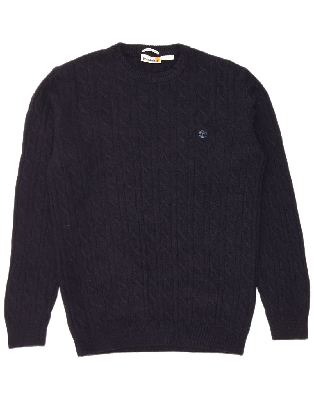 Męski sweter Timberland o regularnym kroju z okrągłym dekoltem, duży, granatowy, wełniany