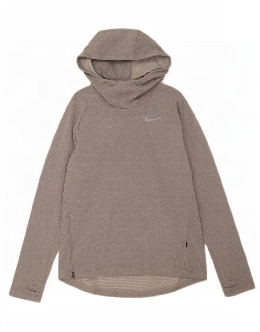 Męska koszulka z kapturem i kapturem Nike Dri Fit, z długim rękawem, średnioszara, nakrapiana, poliestrowa
