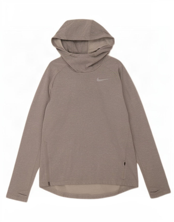 Męska koszulka z kapturem i kapturem Nike Dri Fit, z długim rękawem, średnioszara, nakrapiana, poliestrowa