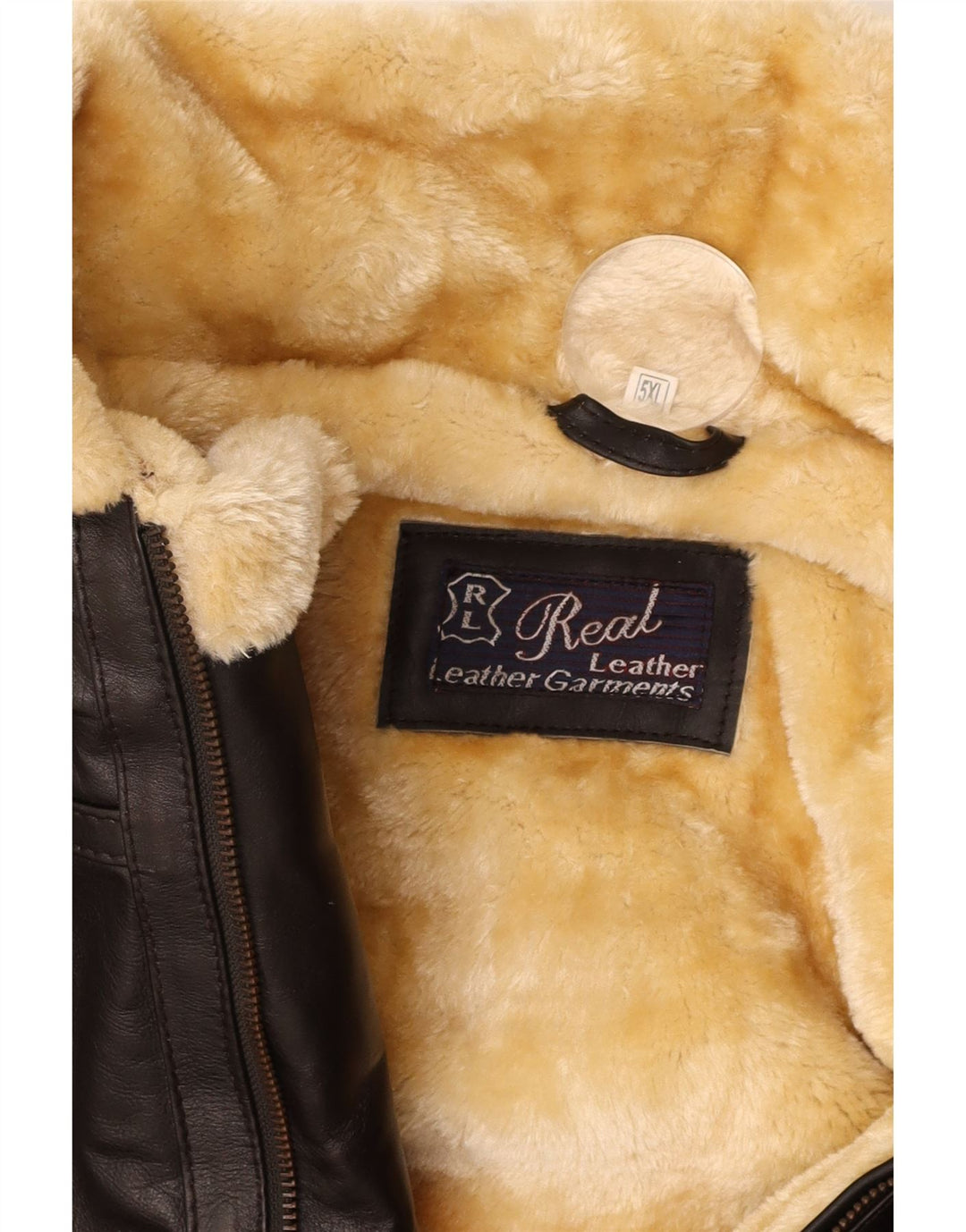 Męska kurtka shearling VINTAGE UK 50 5XL brązowa skóra