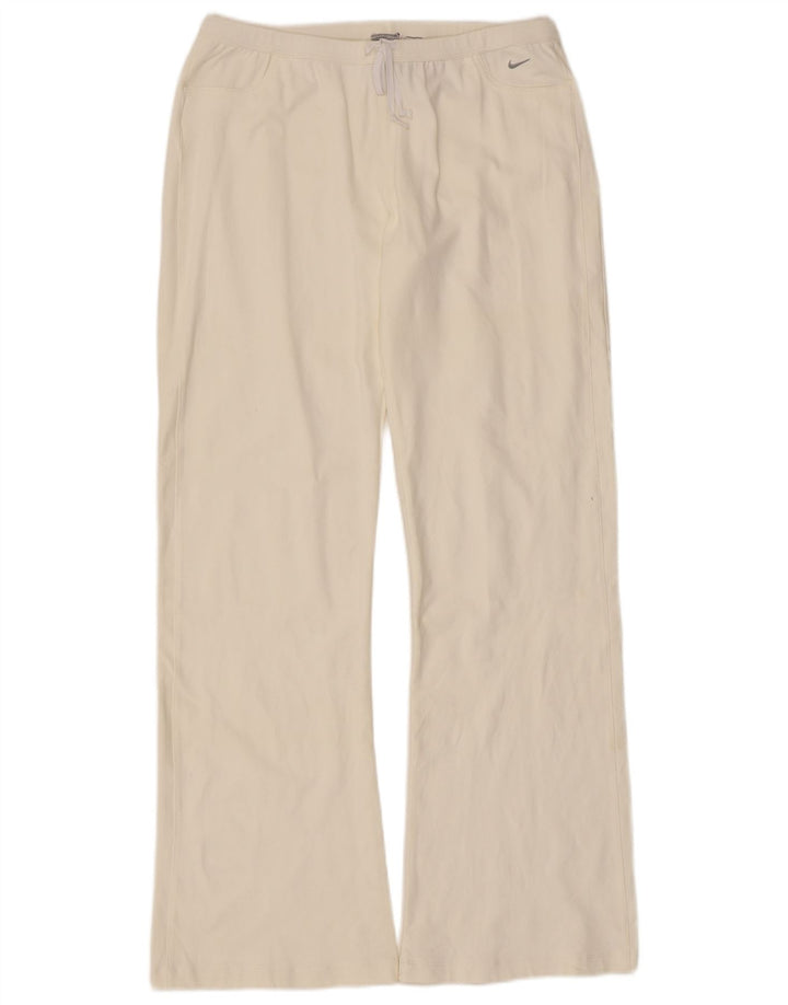 Damskie spodnie dresowe Nike Flare UK 14/16, duże, nylonowe w kolorze złamanej bieli