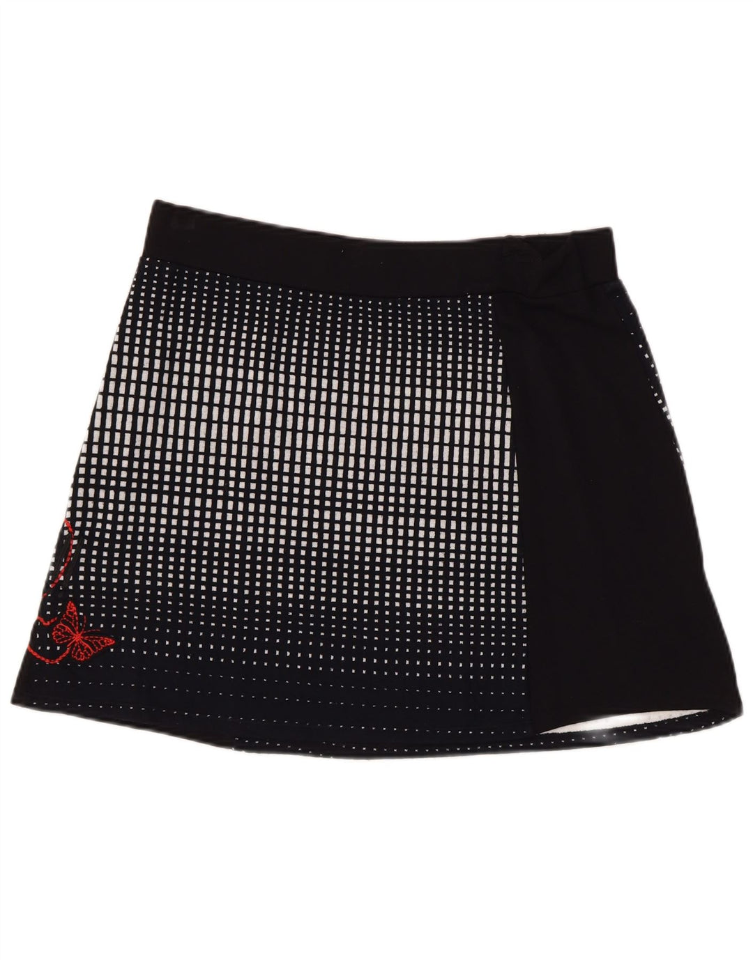 Desigual damska graficzna mini spódniczka duża W32 czarna geometryczna