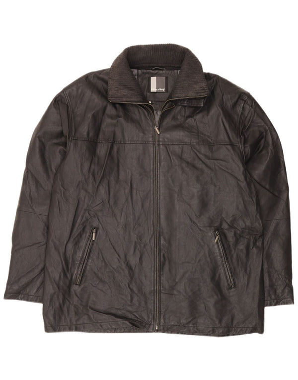 HENRY MORELL Męska kurtka skórzana UK 42 XL Czarna skóra