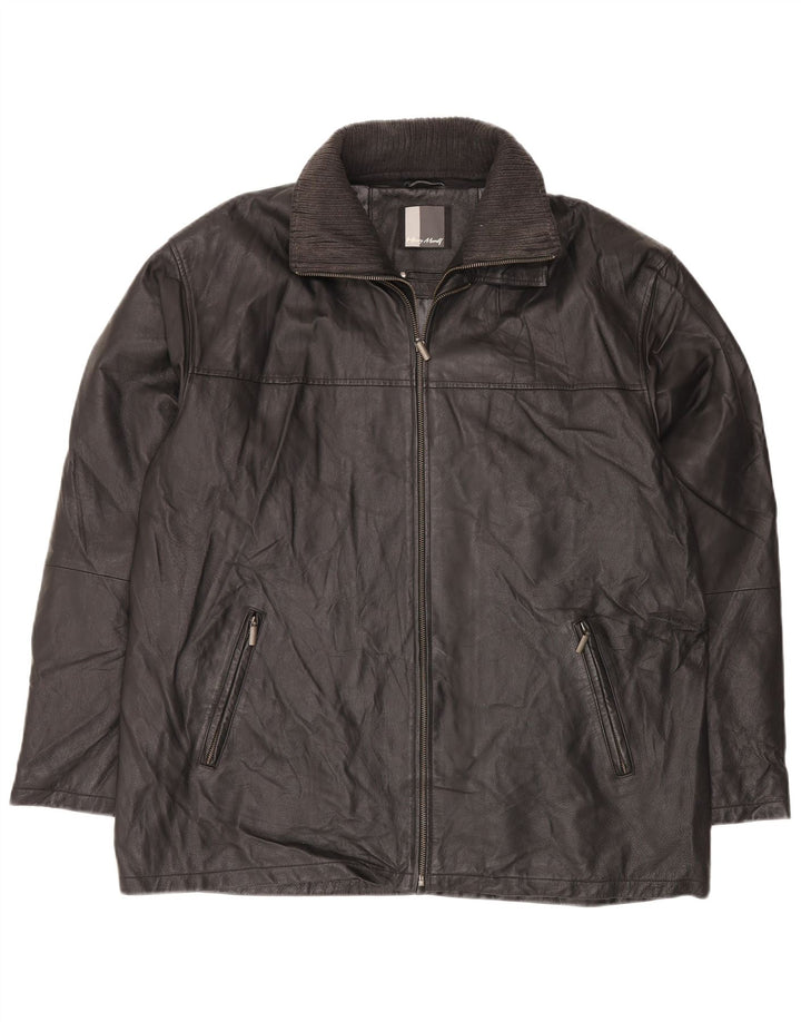 HENRY MORELL Męska kurtka skórzana UK 42 XL Czarna skóra