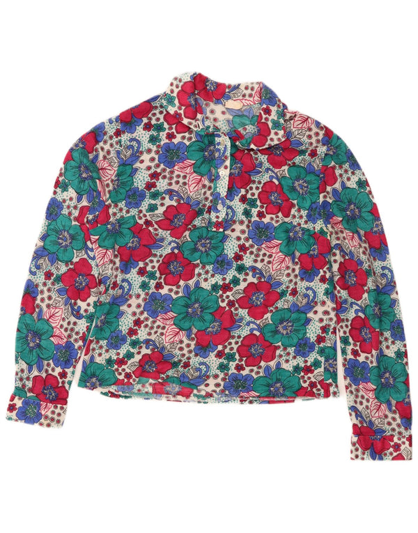 Vintage Womens Long Sleeve Blouse Top UK 16 Large Multicoloured Floral