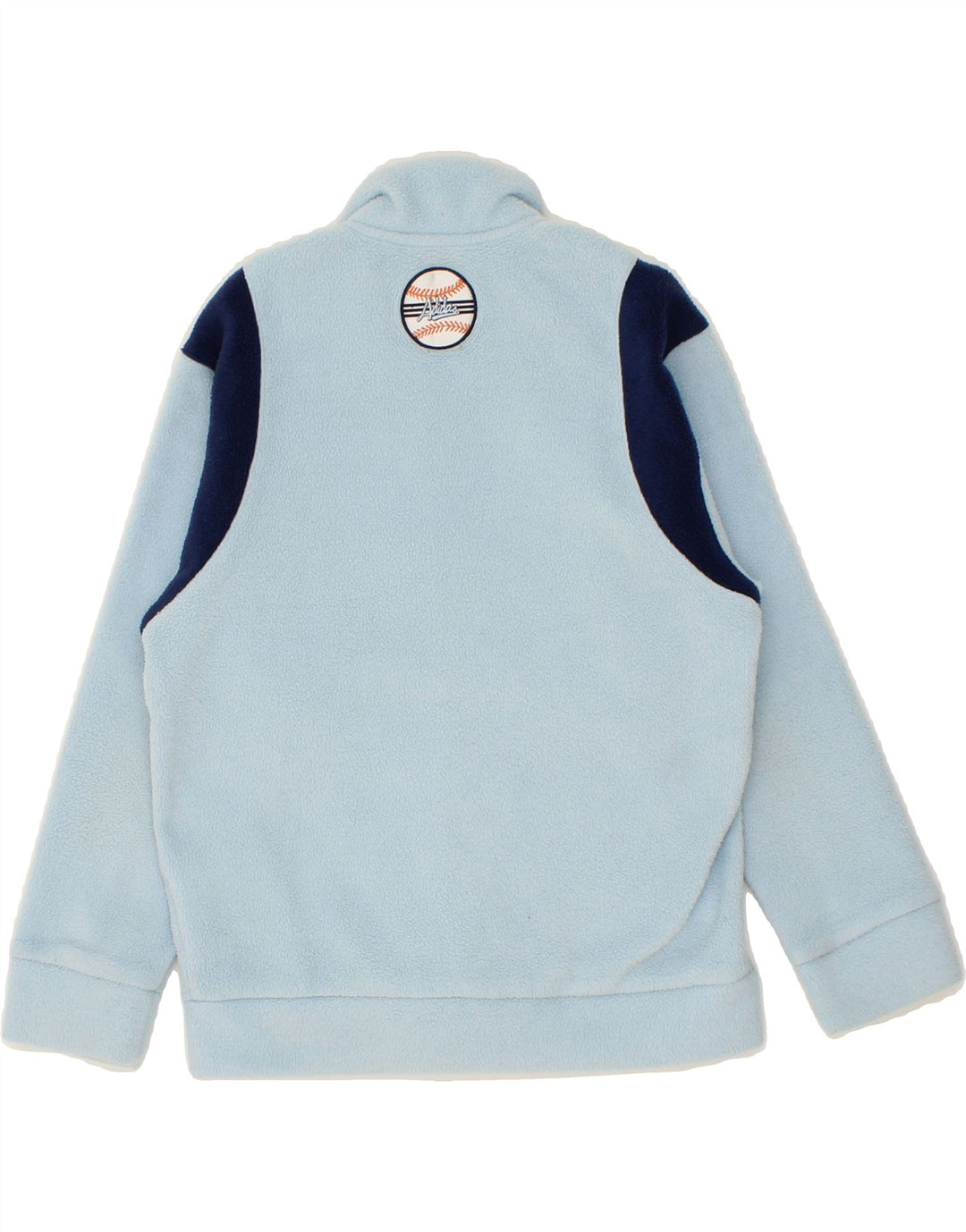 ADIDAS Boys Graphic Fleece Jacket 7-8 Years Blue Colourblock Polyester Vintage Adidas and Second-Hand Adidas from Messina Hembry 