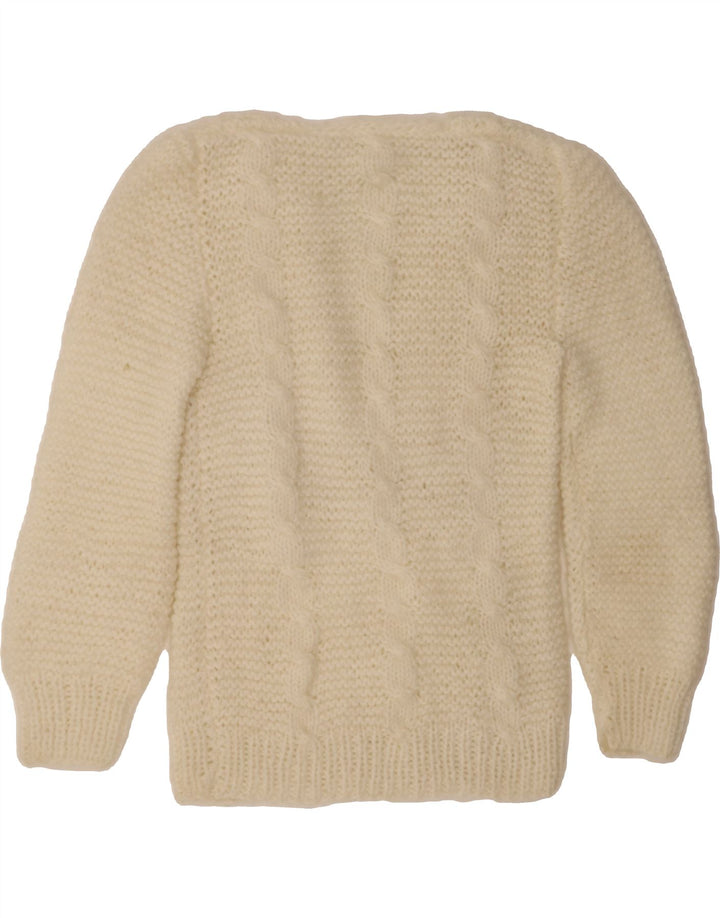 VINTAGE Womens V-Neck Jumper Sweater UK 14 Medium Off White Vintage Vintage and Second-Hand Vintage from Messina Hembry 
