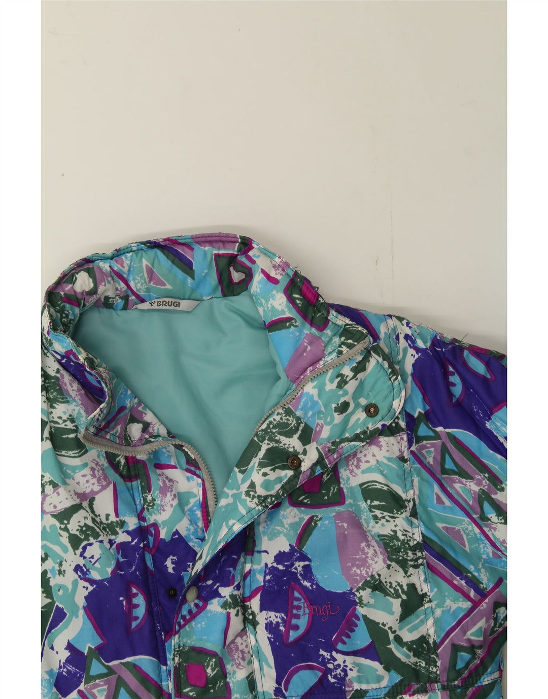 BRUGI Girls Abstract Pattern Windbreaker Jacket 15-16 Years Blue Geometric Vintage Brugi and Second-Hand Brugi from Messina Hembry 