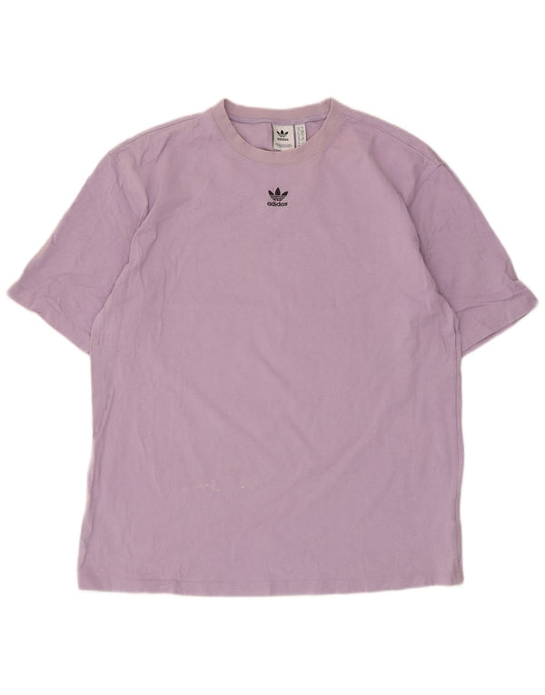 Damska koszulka oversize Adidas Top UK 10 mała fioletowa bawełna