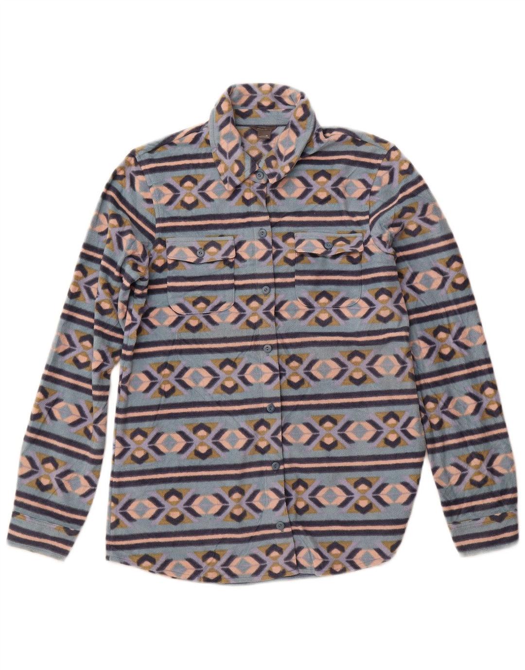 Damska koszula polarowa EDDIE BAUER UK 12, średni niebieski Fair Isle, poliester