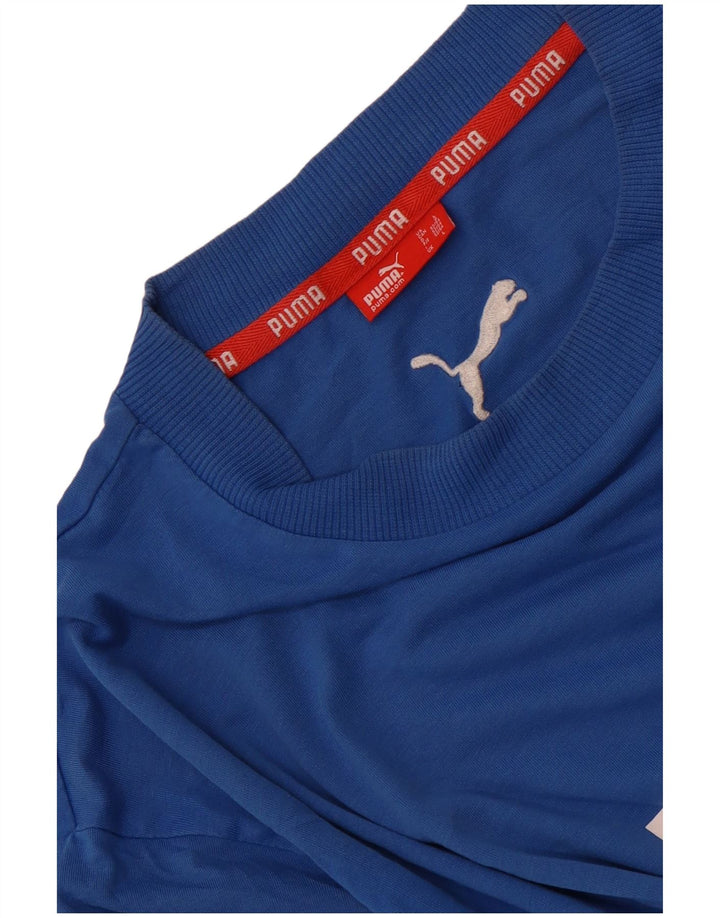 Męski T-shirt Puma z grafiką, duży, niebieski, bawełniany