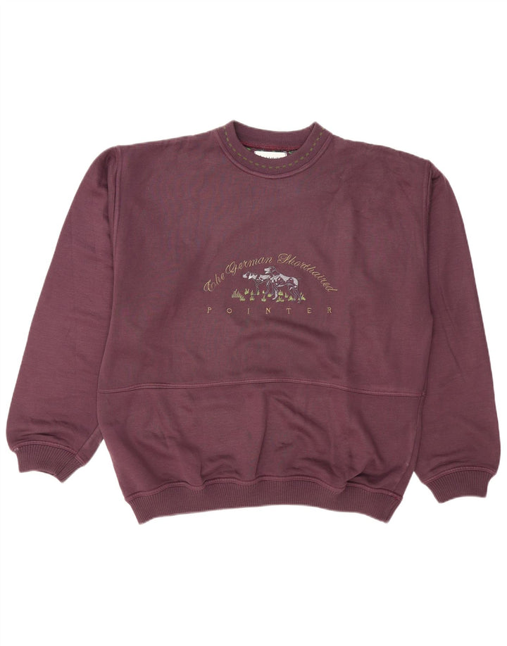 Męska bluza z grafiką w stylu vintage, sweter XL, bordowa bawełna