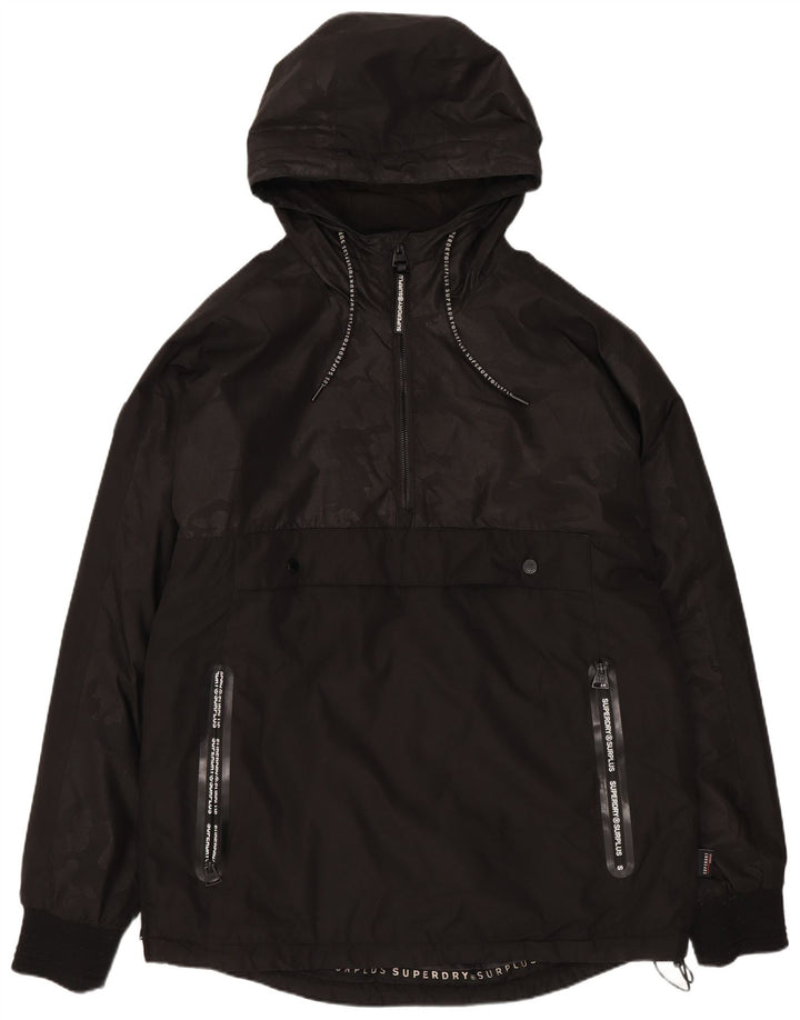 Superdry Męska kurtka Anorak z kapturem i grafiką UK 38 Medium Black Poliester