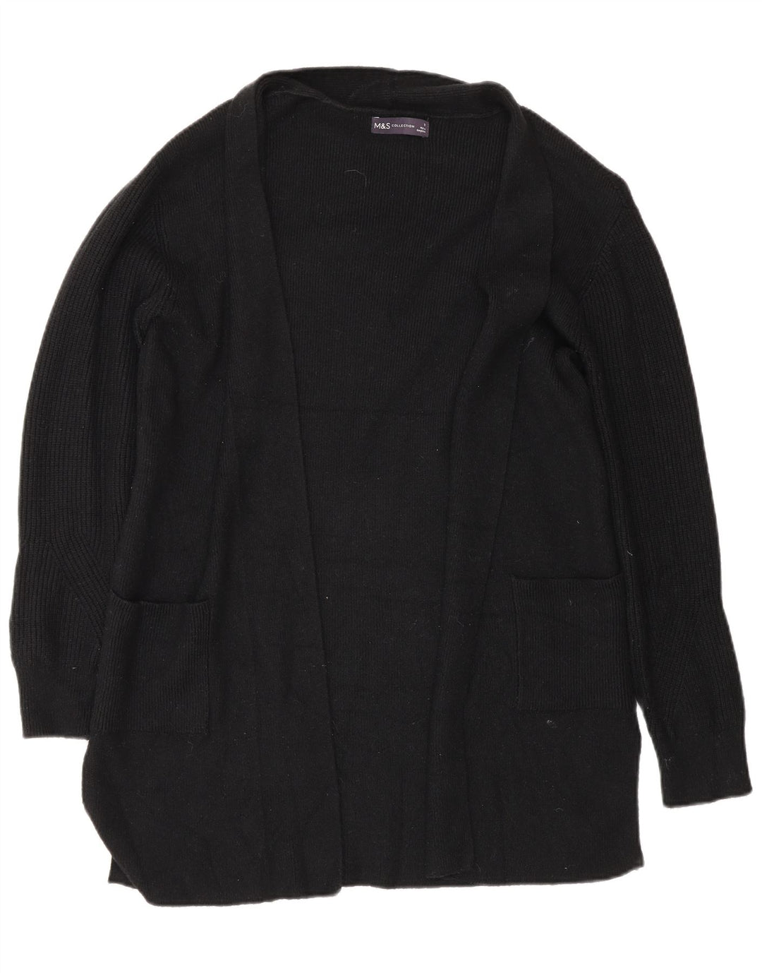Marks & Spencer Damski sweter rozpinany o przedłużonym fasonie, UK 10, mały, czarny