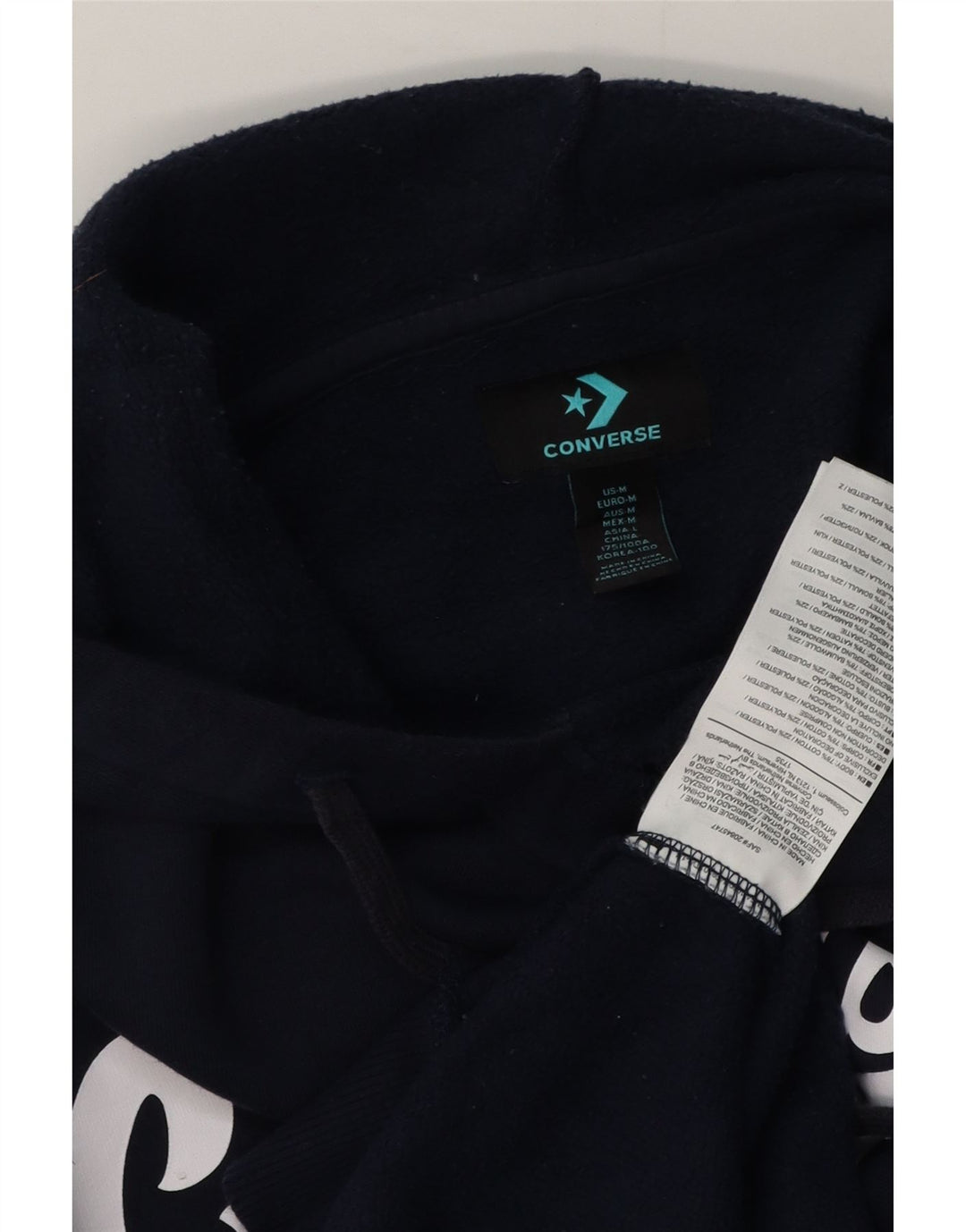 Converse Męski sweter z kapturem z grafiką, średni granatowy, bawełniany