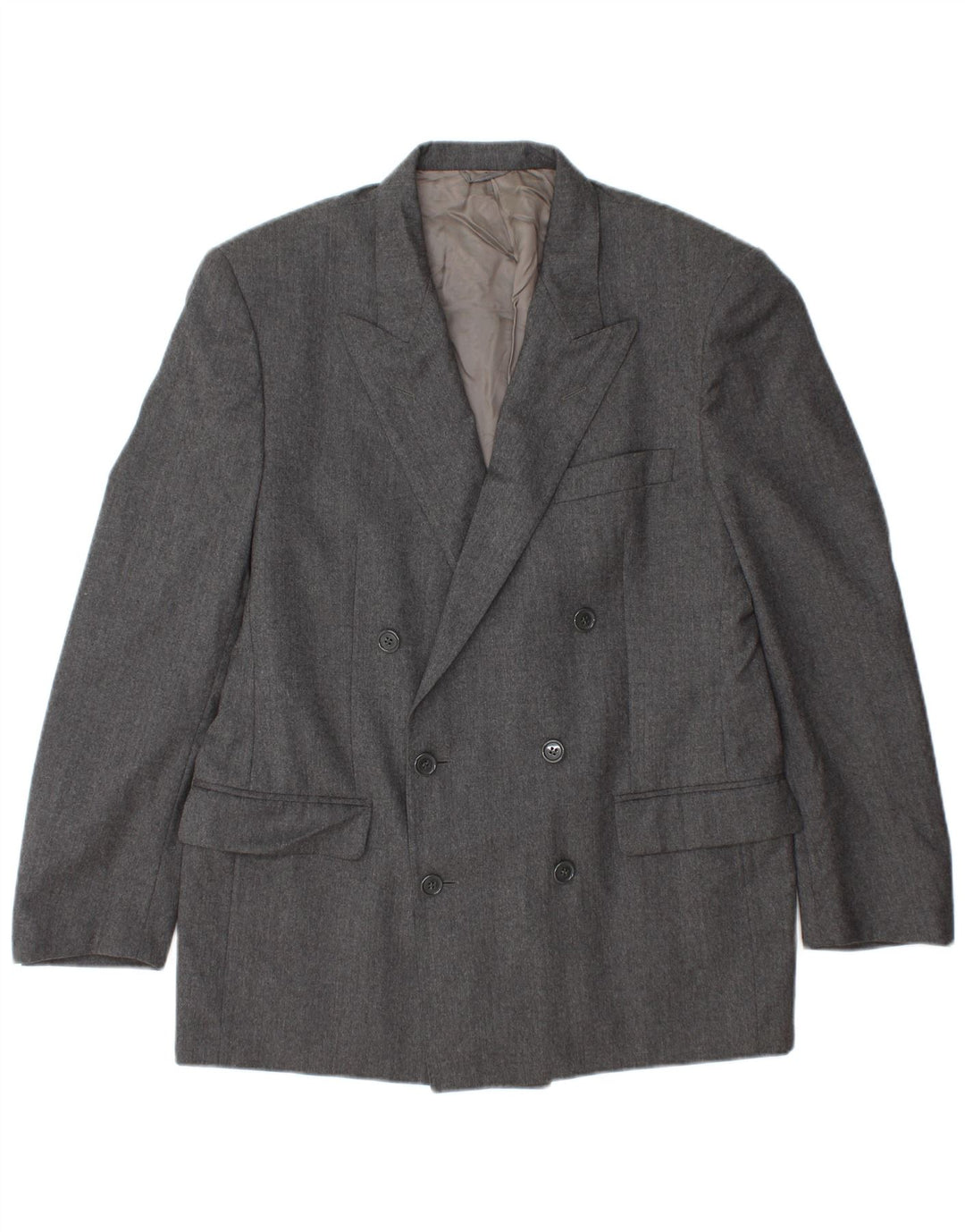 Męska marynarka z podwójnymi piersiami w stylu vintage IT 52 XL Szara wełna