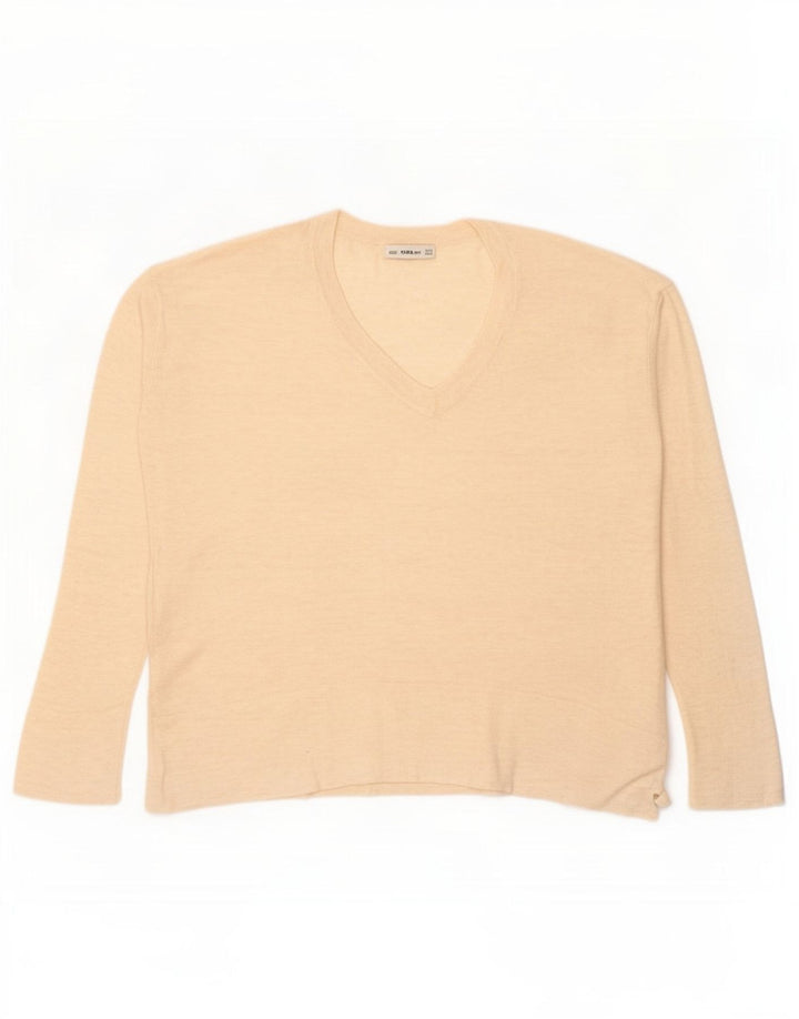 Damski top oversize z długim rękawem Zara UK 14, średni beż nakrapiany