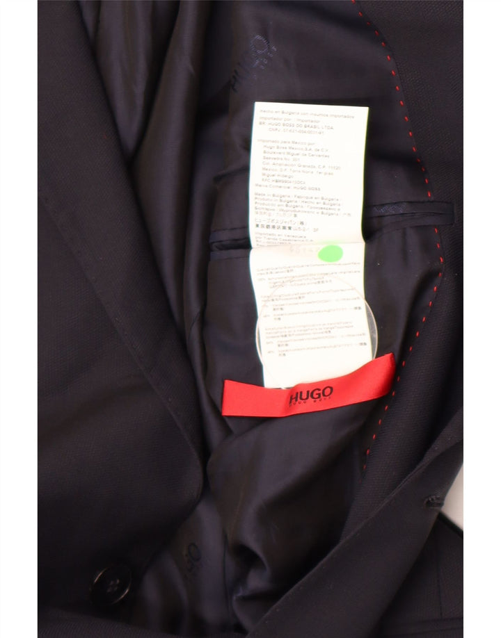 Męska marynarka zapinana na 2 guziki Hugo Boss UK 46 Small Granatowa wiskoza