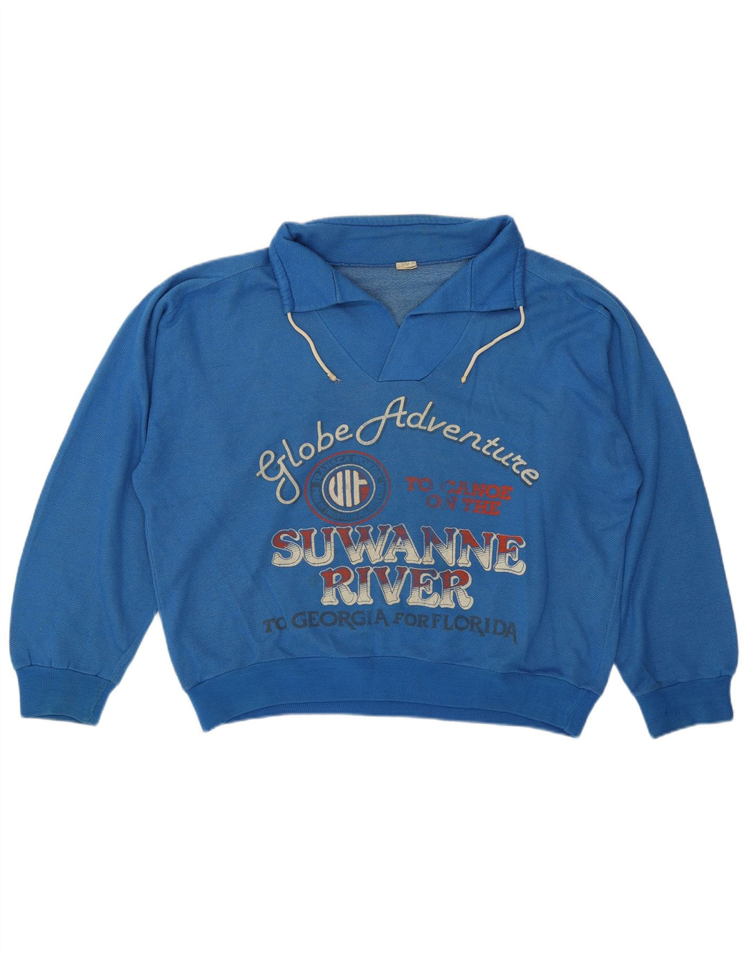Damska bluza oversize w stylu vintage z grafiką, UK 14, średni niebieski