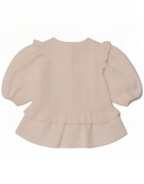 Zara Womens 3/4 Sleeve Blouse Top UK 12 Medium White Polyester