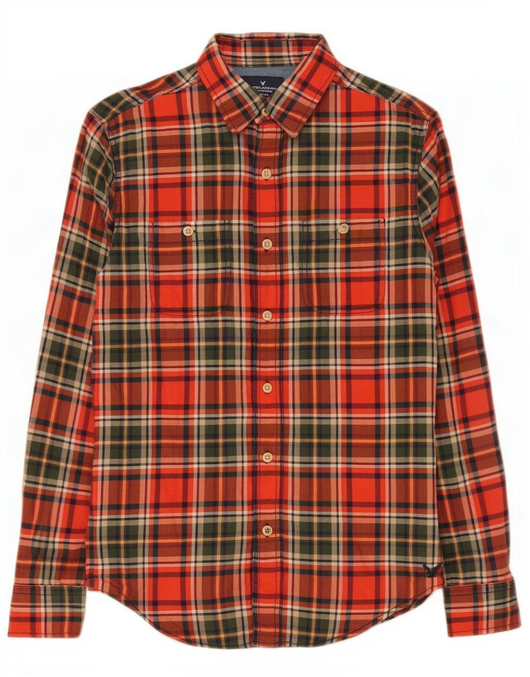 Męska koszula flanelowa American Eagle Outfitters o klasycznym kroju, w małą czerwoną kratkę