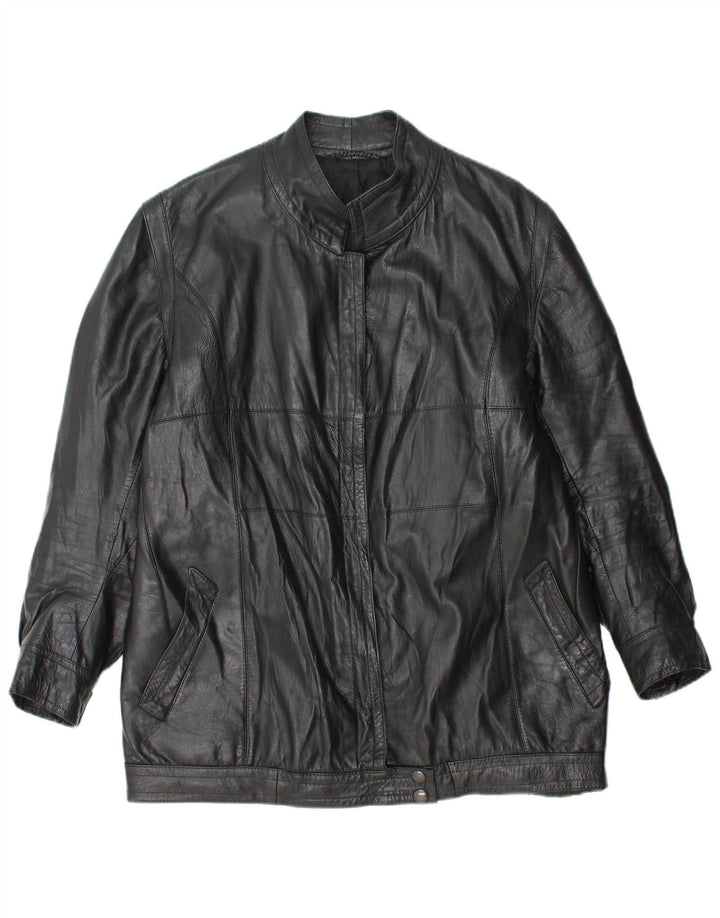 Vintage damska kurtka skórzana UK 14, średnia czarna