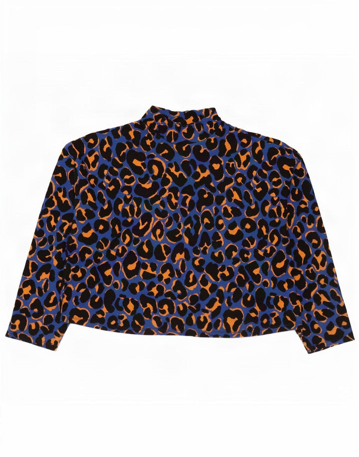 Damski top oversize Zara z długim rękawem, UK 14, średni niebieski, bawełniany nadruk zwierzęcy