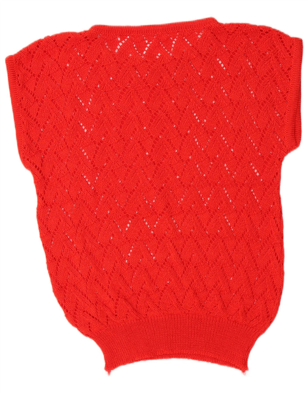 Vintage damski sweter z krótkim rękawem i dekoltem w łódkę UK 14, średni czerwony