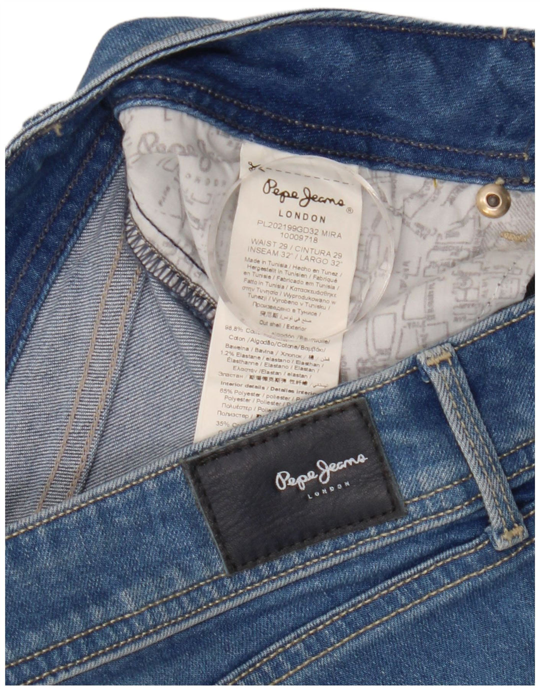 PEPE Jeans Damskie wąskie dżinsy W29 L32 Niebieskie bawełniane