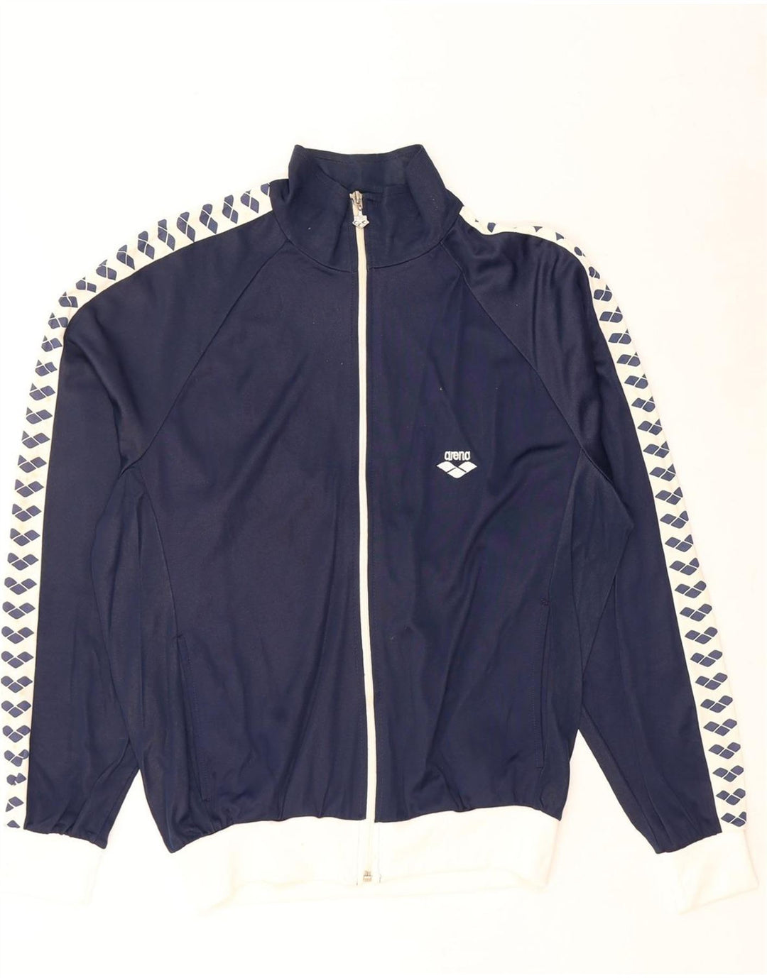 ARENA Mens Graphic Tracksuit Top Jacket Large Navy Blue Colourblock