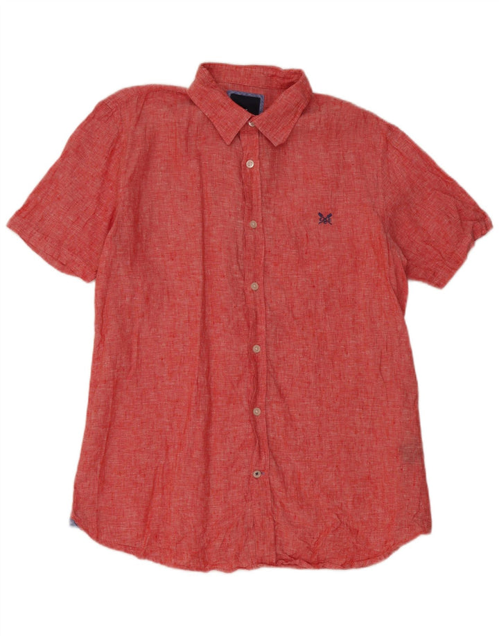 Crew Clothing Męska koszula z krótkim rękawem, średnia czerwona lniana