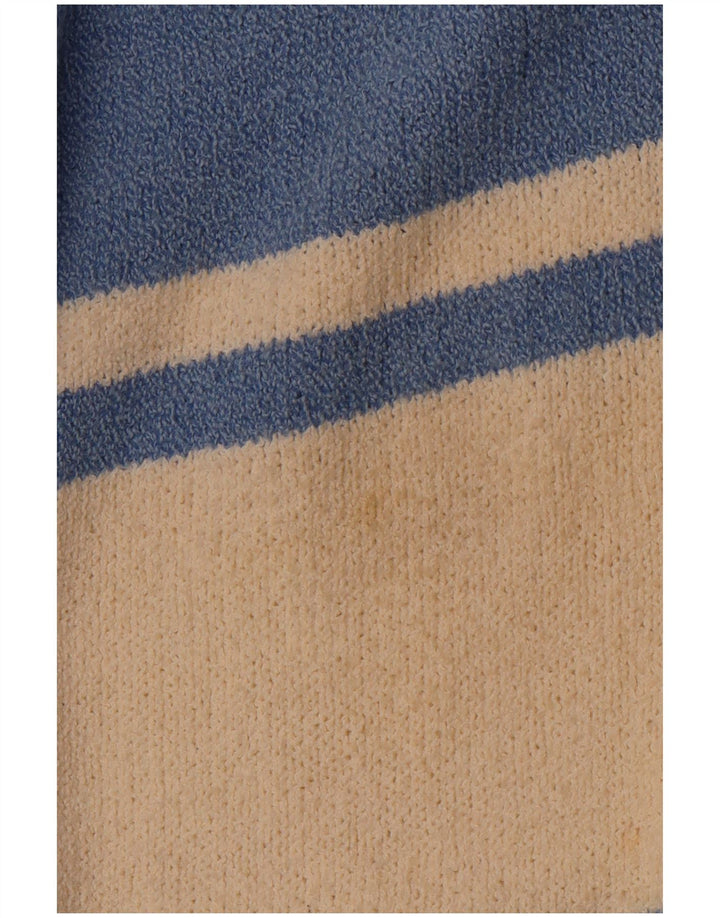 Męski sweter VINTAGE z dekoltem w kształcie litery V, duży, niebieski, z blokami kolorów