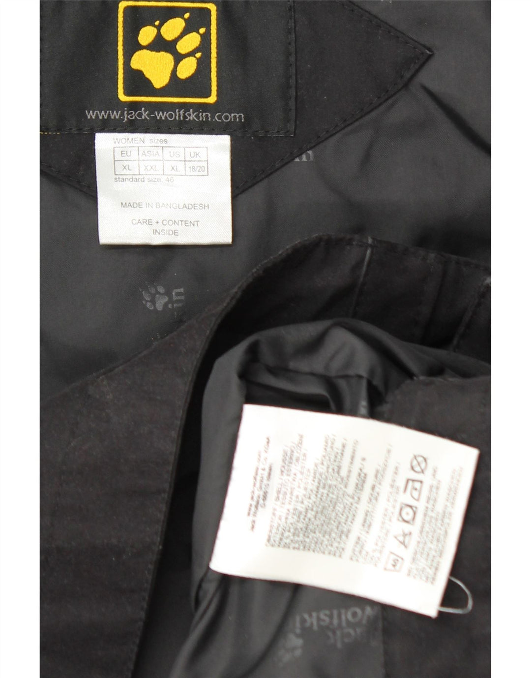 Damski płaszcz wiatrówka Jack Wolfskin UK 18/20 XL, czarny poliester
