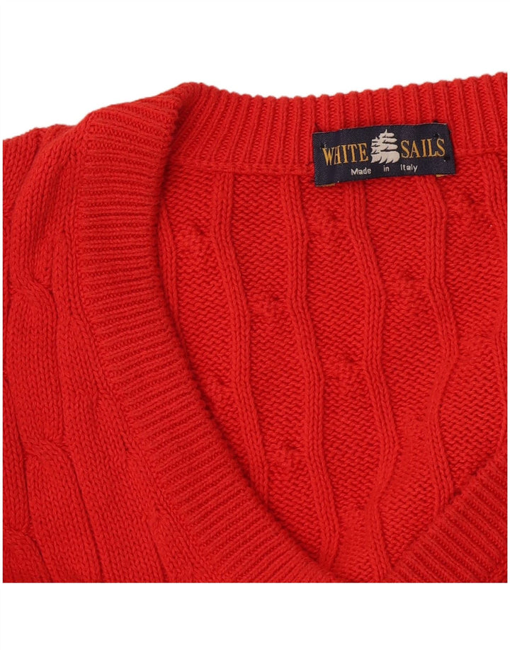 Męski sweter z dekoltem w serek White Sails, duży, pomarańczowy