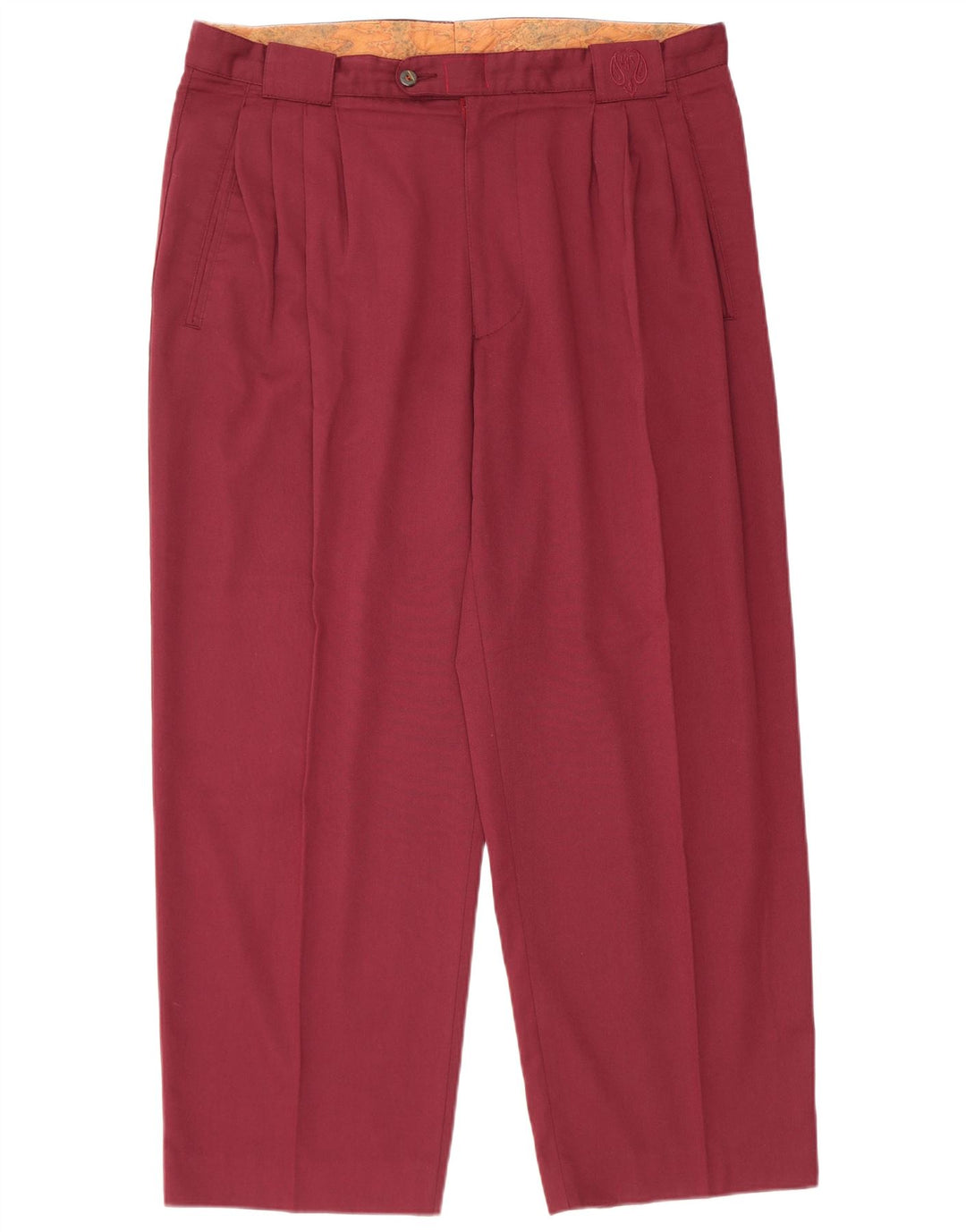 Męskie spodnie garniturowe w stylu vintage IT 54 2XL W36 L29 Burgundowy poliester
