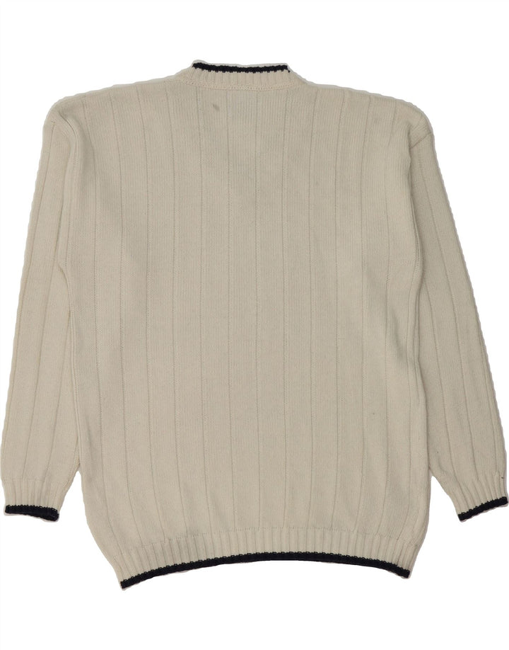 NORTH POLE Mens V-Neck Jumper Sweater Large Off White Vintage North Pole and Second-Hand North Pole from Messina Hembry 