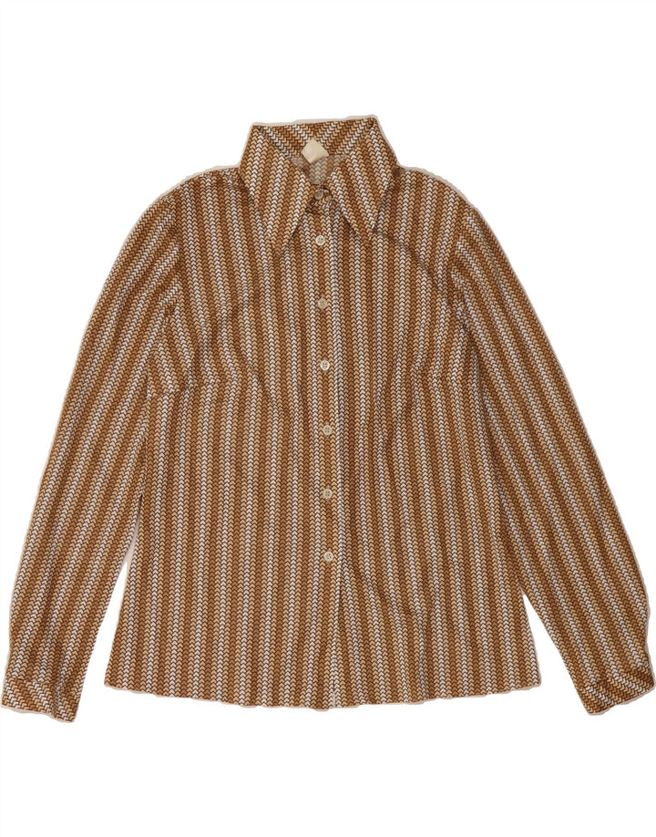 C&A Womens Shirt EU 46 XL Brown Geometric Polyester Vintage C&A and Second-Hand C&A from Messina Hembry 