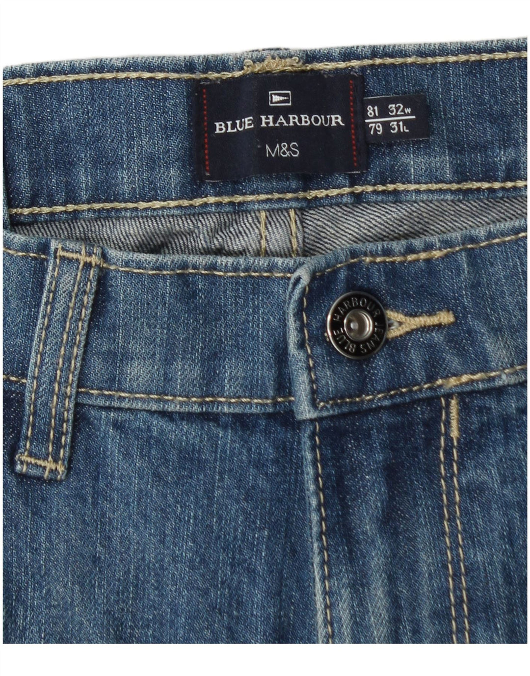 Marks & Spencer Męskie niebieskie dżinsy Harbor Straight W32 L31 Niebieskie bawełniane
