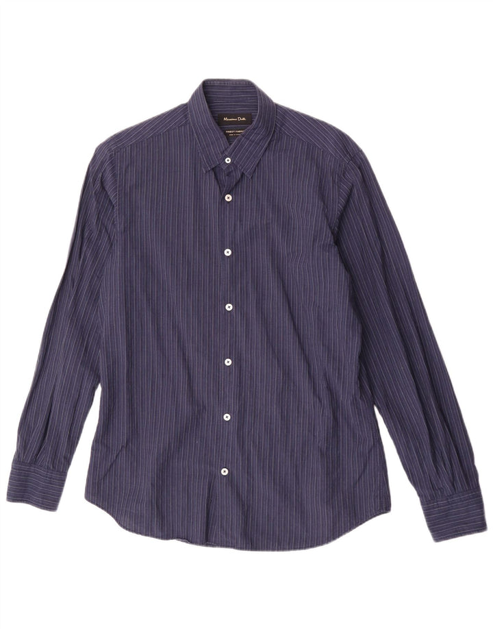Koszula męska Massimo Dutti, bawełniana, w kolorze granatowym, w prążki