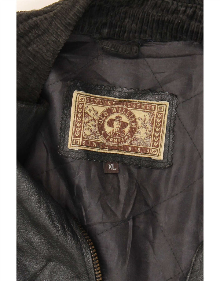 Vintage męski płaszcz skórzany UK 42 XL czarny