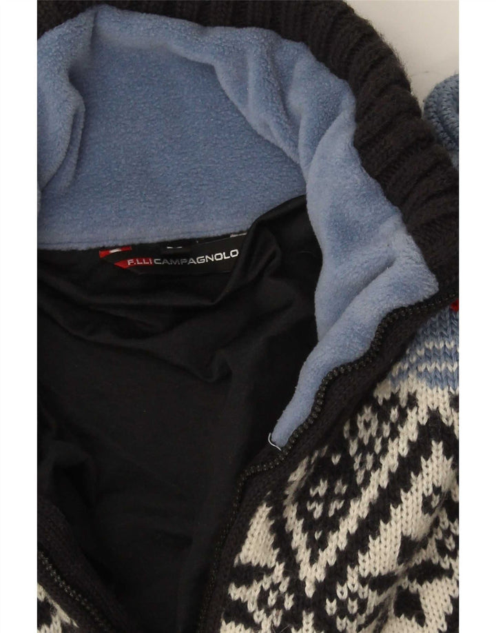 Męski sweter zapinany na zamek F.LLI Campagnolo, średni czarny Fair Isle