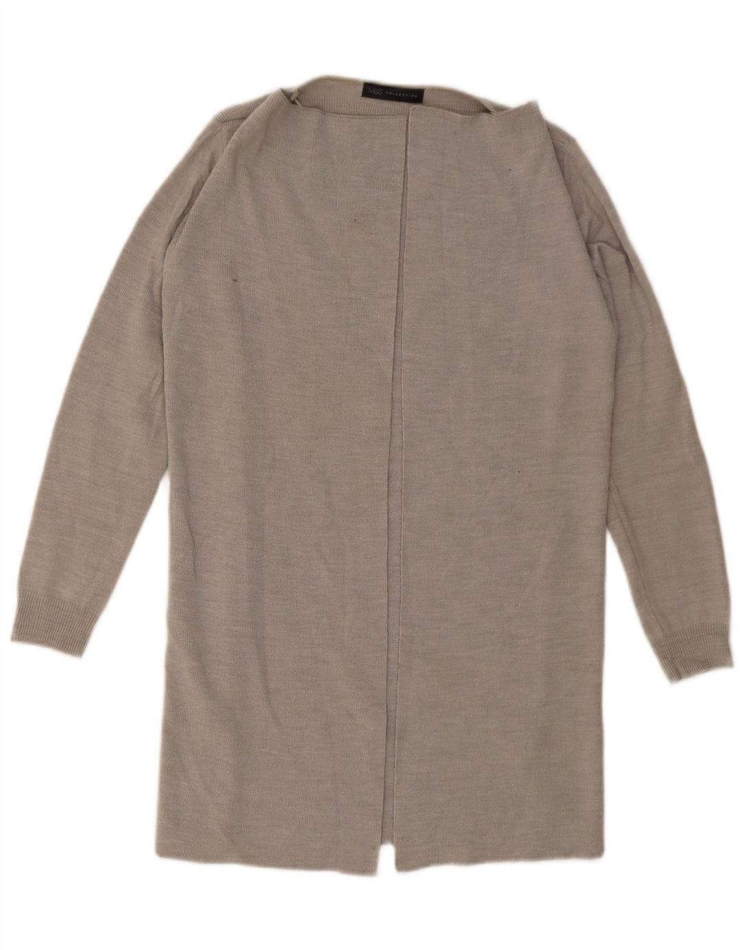 Marks & Spencer Damski sweter rozpinany o długim kroju, UK 10, mały, szary