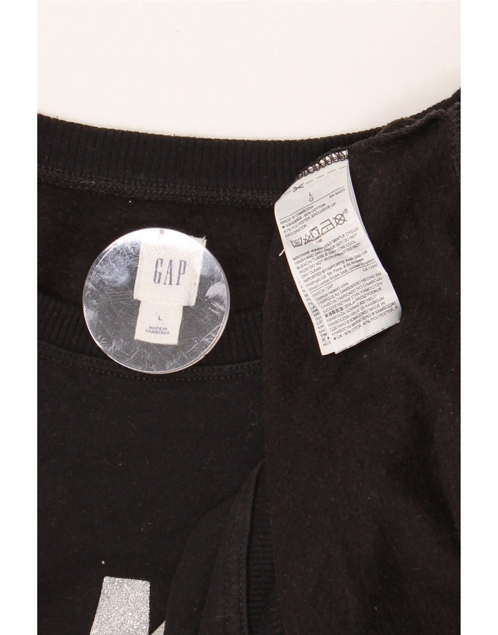 Damski sweter z grafiką GAP UK 16, duży, czarny, bawełniany