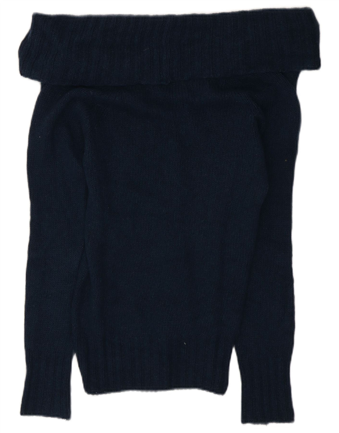 Sweter damski Massimo Dutti z wywijanym dekoltem UK 10, mały, granatowy, wełniany