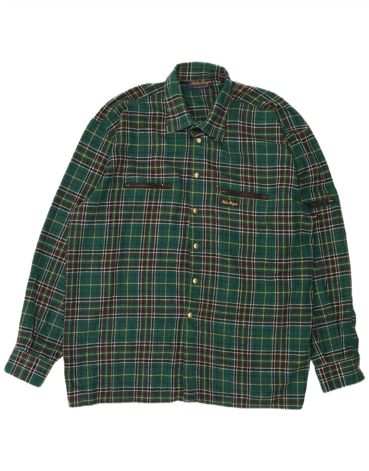 Vintage męska koszula wierzchnia flanelowa 2XL w zieloną kratkę