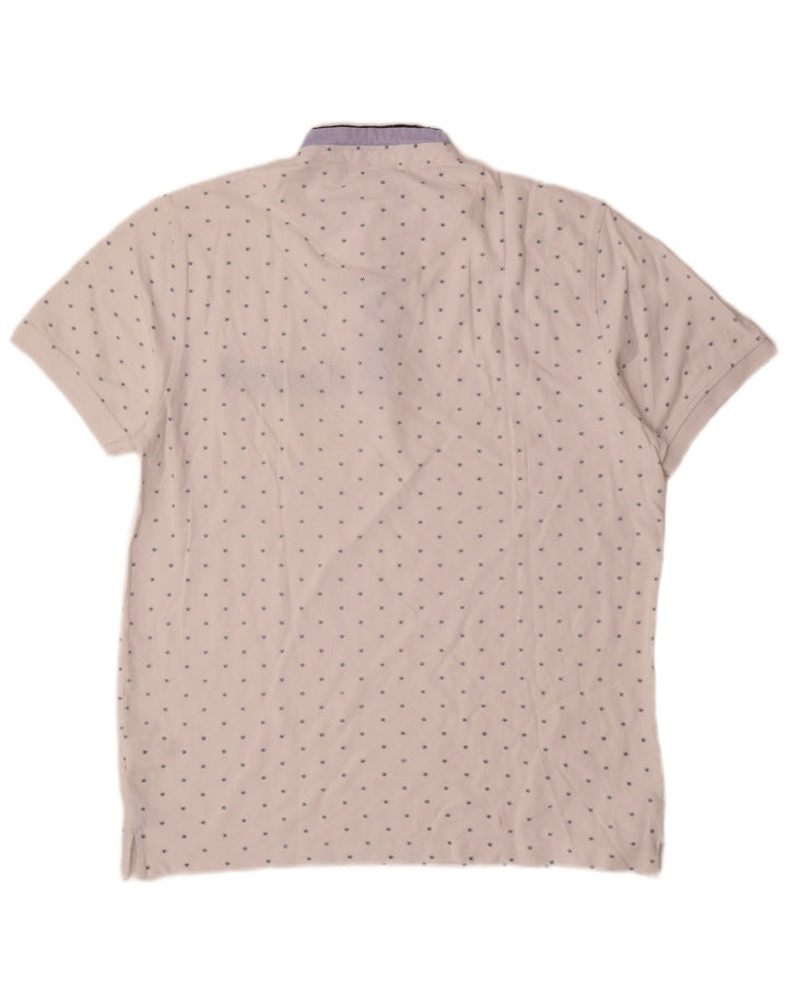 Męska koszulka polo Pierre Cardin w abstrakcyjny wzór, duża, biała, bawełniana