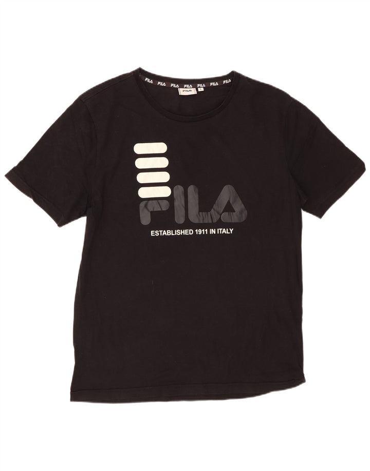 Męski T-shirt z grafiką FILA, duży, czarny