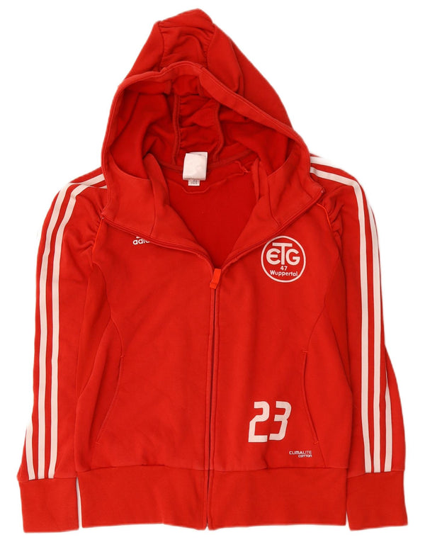 Damska bluza z kapturem Adidas Climalite Graphic Zip UK 12 Średnia czerwona bawełna